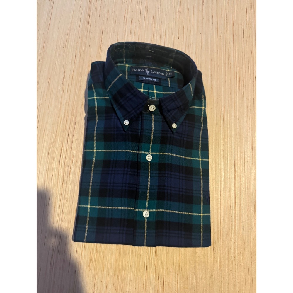 Ralph Lauren Mens Classic Fit Plaid Button Down Shirt Green Navy Size M NWT 44